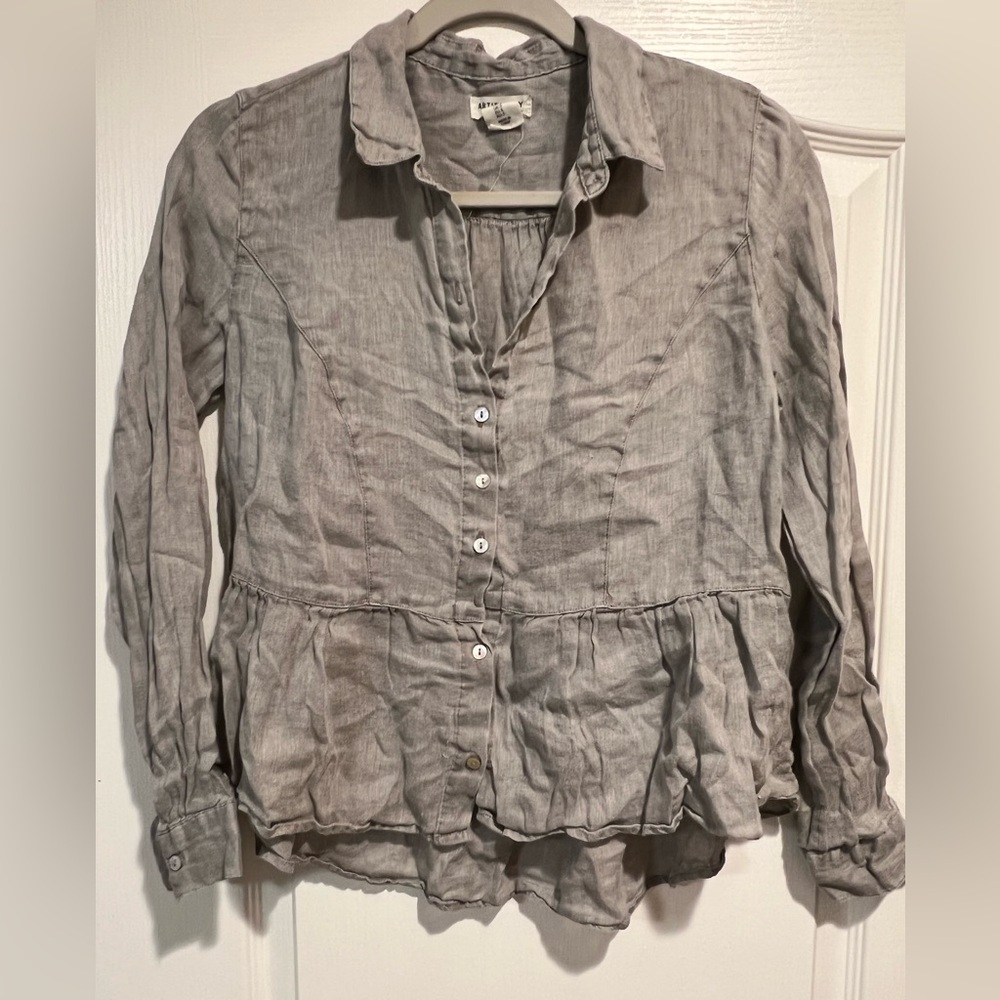 100% Linen high low blouse
